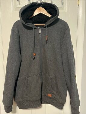 Buffalo David Bitton Men's Charcoal Gray Hooded Zip-Up Jacket
